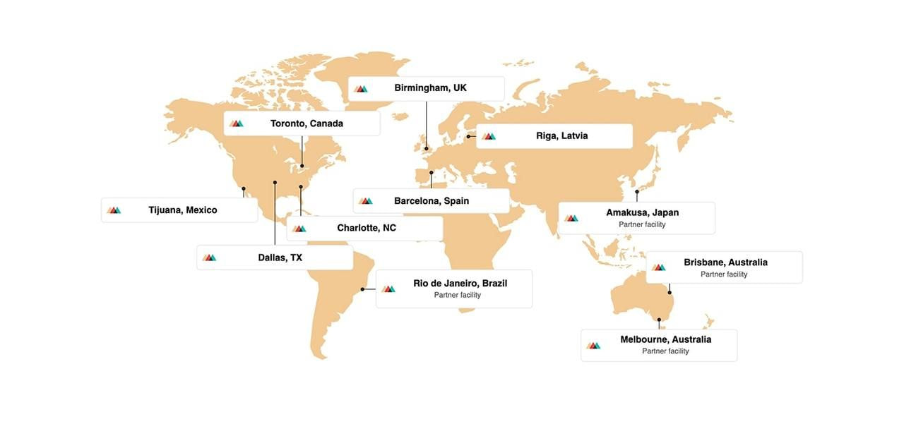 Printful printing location map screenshot.